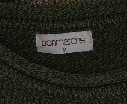 Bonmarche Men's Green Striped Crew Neck Pullover Jumper M