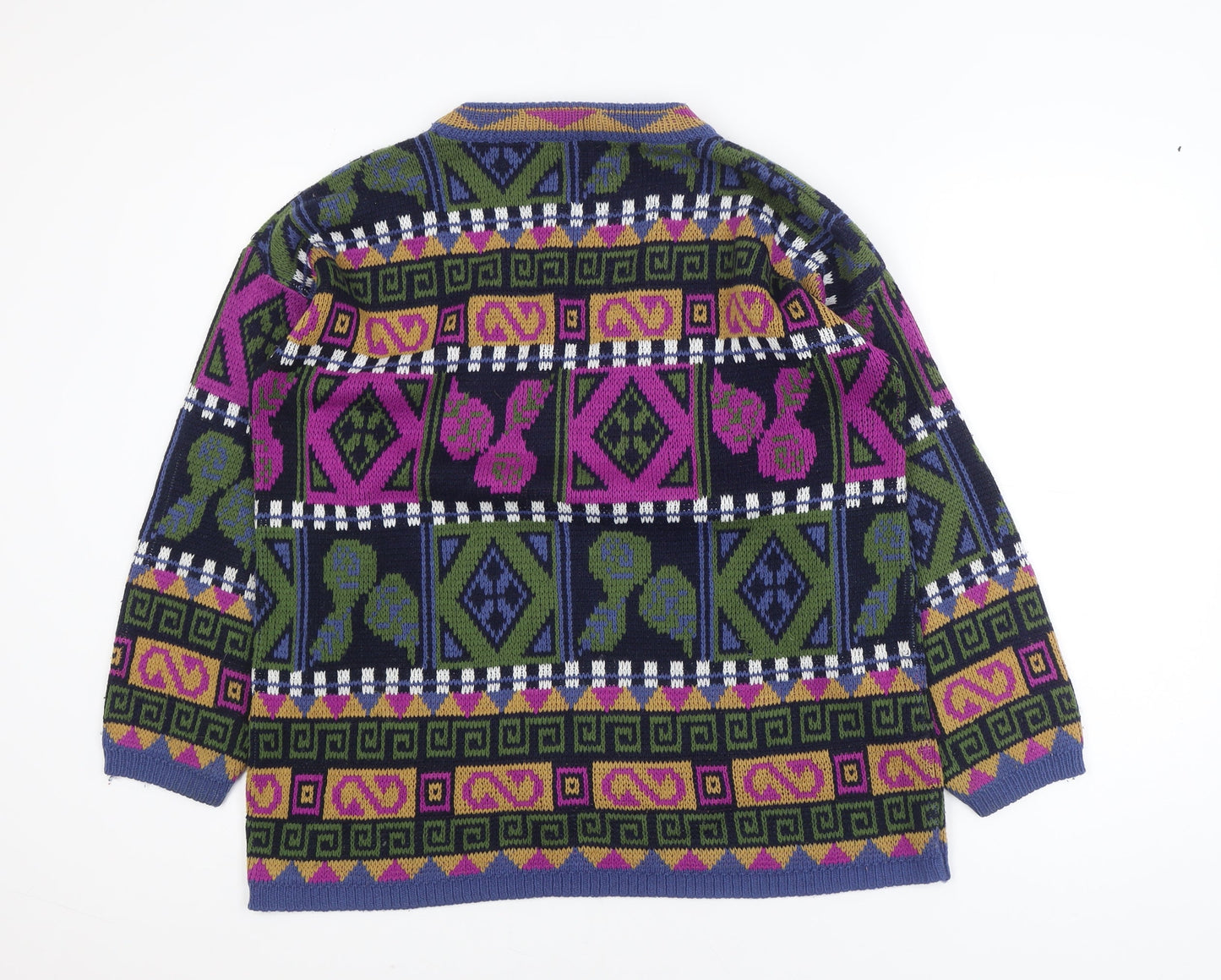 Soft Wear Women's Multicoloured 90s Geometric Knit Jumper Size S