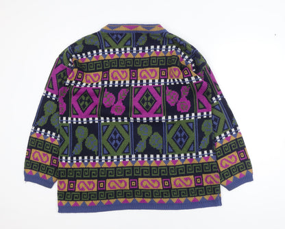 Soft Wear Women's Multicoloured 90s Geometric Knit Jumper Size S