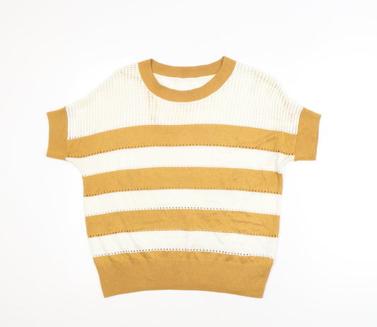 Next Women’s Brown Striped Knit Short Sleeve T-Shirt Size S