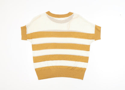 Next Women’s Brown Striped Knit Short Sleeve T-Shirt Size S