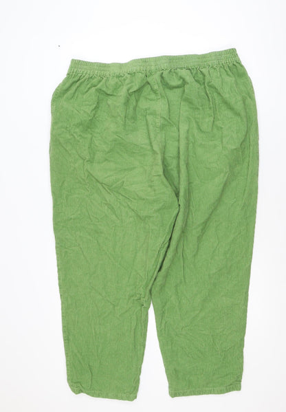 Wu & Yik Women's Green Corduroy Relaxed Trousers XL