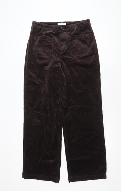 Marks and Spencer Women Brown Corduroy Wide-Leg Jeans Size 14 Long
