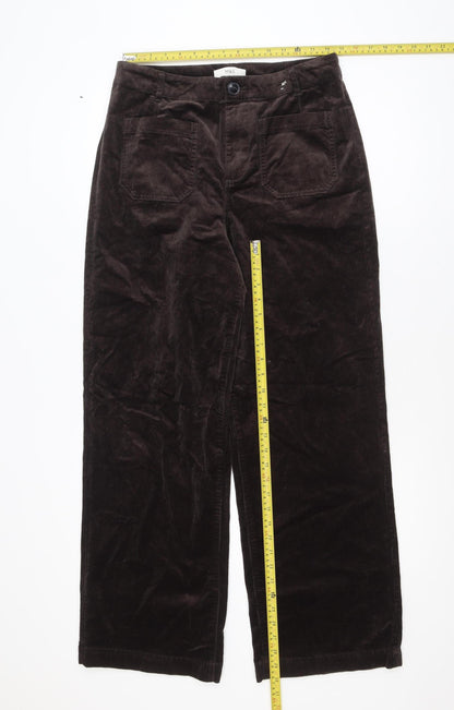 Marks and Spencer Women Brown Corduroy Wide-Leg Jeans Size 14 Long