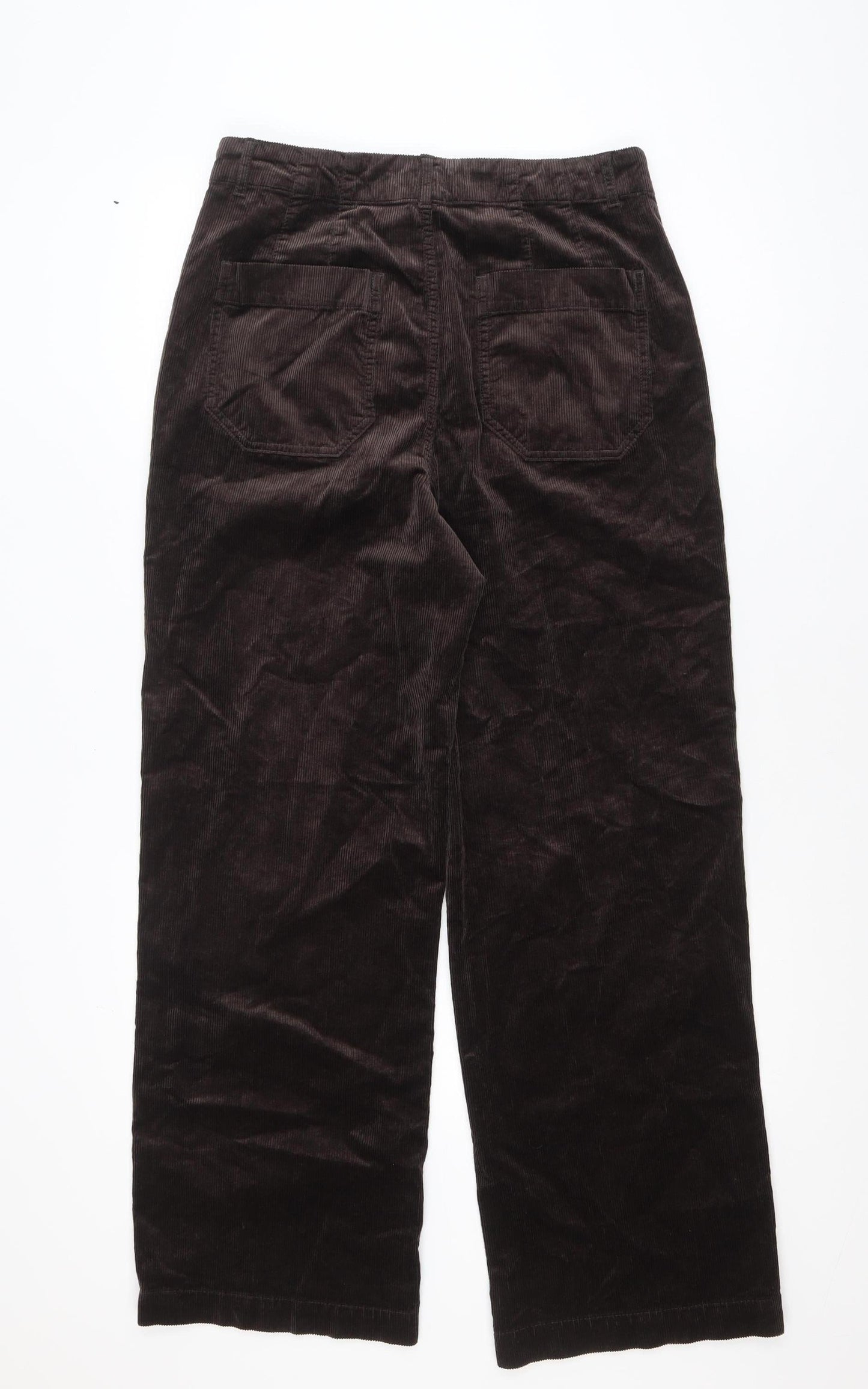 Marks and Spencer Women Brown Corduroy Wide-Leg Jeans Size 14 Long