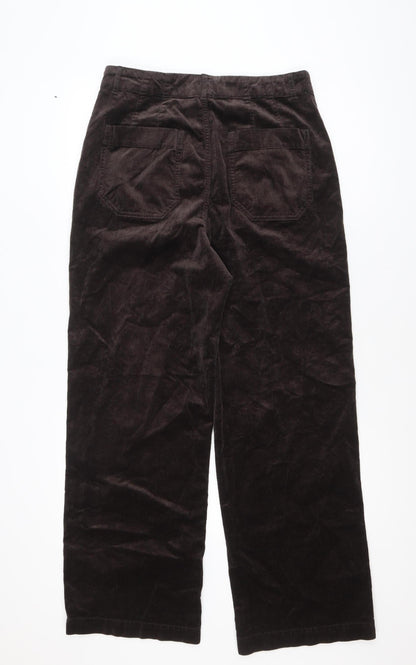 Marks and Spencer Women Brown Corduroy Wide-Leg Jeans Size 14 Long