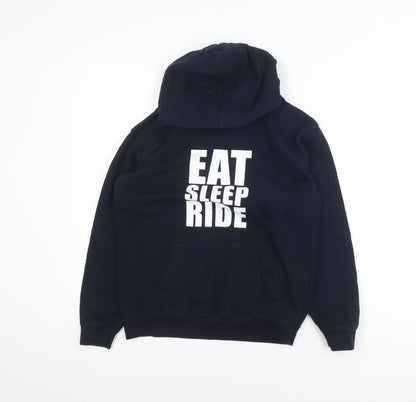 Just Hoods Teens Blue XL Pullover Hoodie Eat Sleep Ride Graphic Hooded Sweatshirt