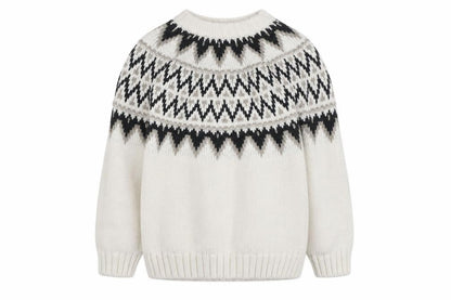 H&M Women Ivory Fair Isle Knit Pullover Jumper Size S