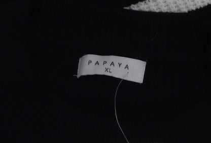 Papaya Women Navy & White Striped Pullover Sweater XL