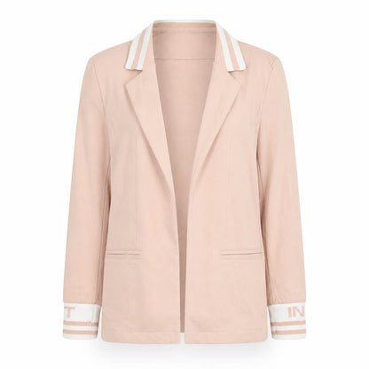 Megi Collection Women Beige Cotton Blend Blazer S-M Casual Long Sleeve