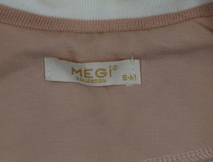Megi Collection Women Beige Cotton Blend Blazer S-M Casual Long Sleeve