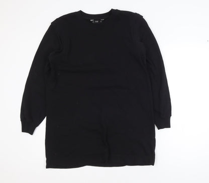 F&F Women's Black Long Sleeve Pullover Sweatshirt Dress UK 8