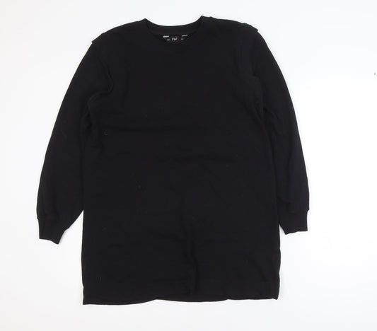 F&F Women's Black Long Sleeve Pullover Sweatshirt Dress UK 8