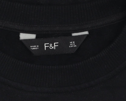 F&F Women's Black Long Sleeve Pullover Sweatshirt Dress UK 8