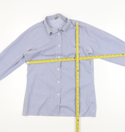 Trutex Women's Blue Striped Button-Up Long Sleeve Shirt Size 8
