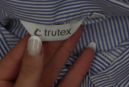 Trutex Women's Blue Striped Button-Up Long Sleeve Shirt Size 8