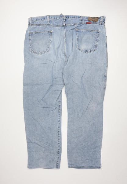 Wrangler Men's Blue 44x32 Regular Fit Straight Denim Jeans