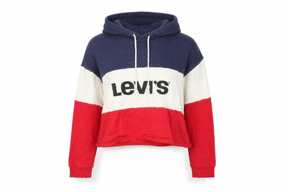 Levi's Women's Red White Blue Cropped Hoodie XS Cotton Colourblock