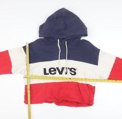 Levi's Women's Red White Blue Cropped Hoodie XS Cotton Colourblock
