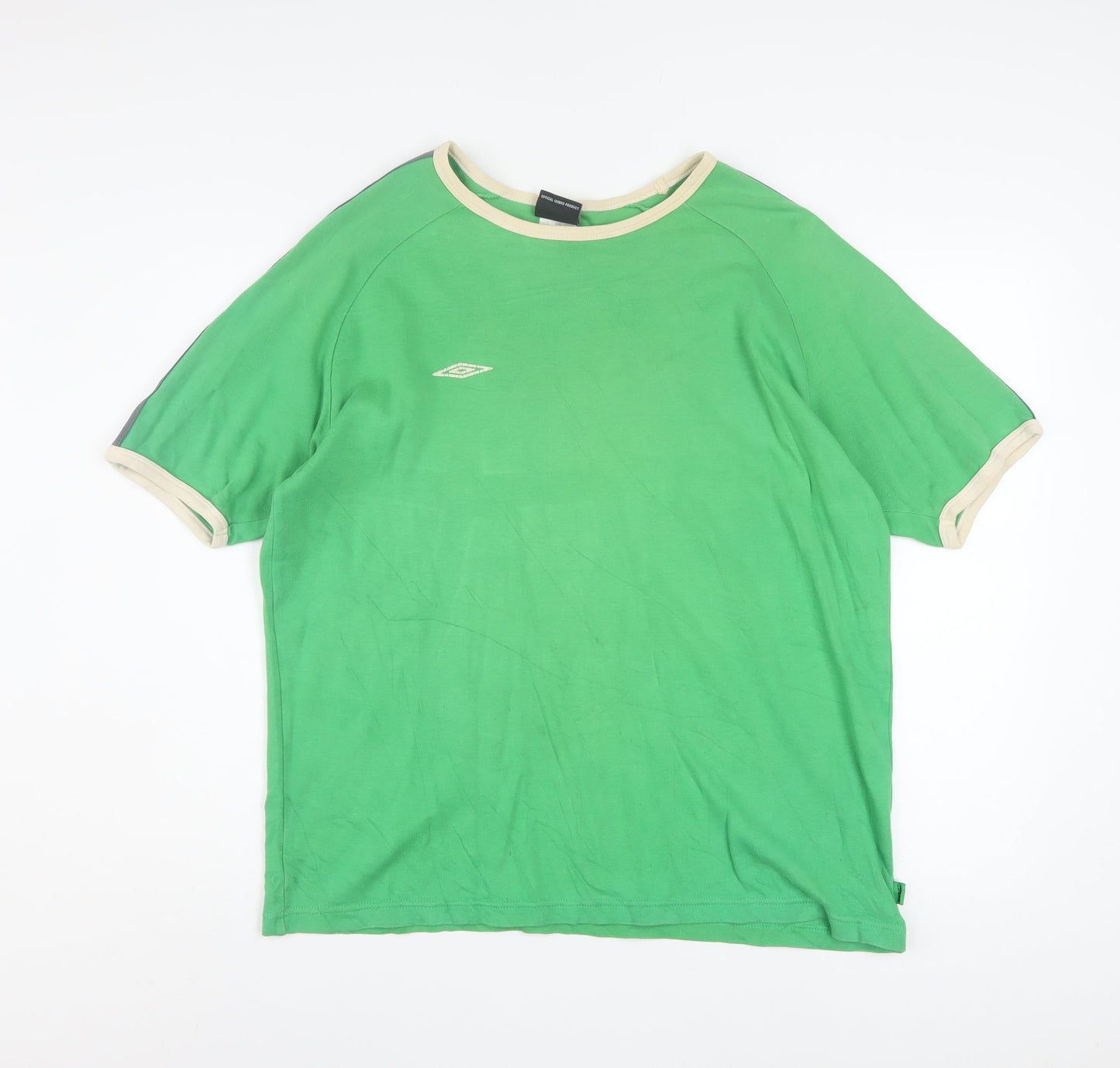 Umbro Men's Green Short Sleeve Retro Sports T-Shirt Size L
