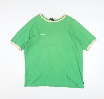Umbro Men's Green Short Sleeve Retro Sports T-Shirt Size L
