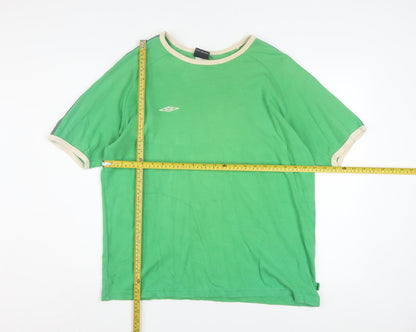 Umbro Men's Green Short Sleeve Retro Sports T-Shirt Size L