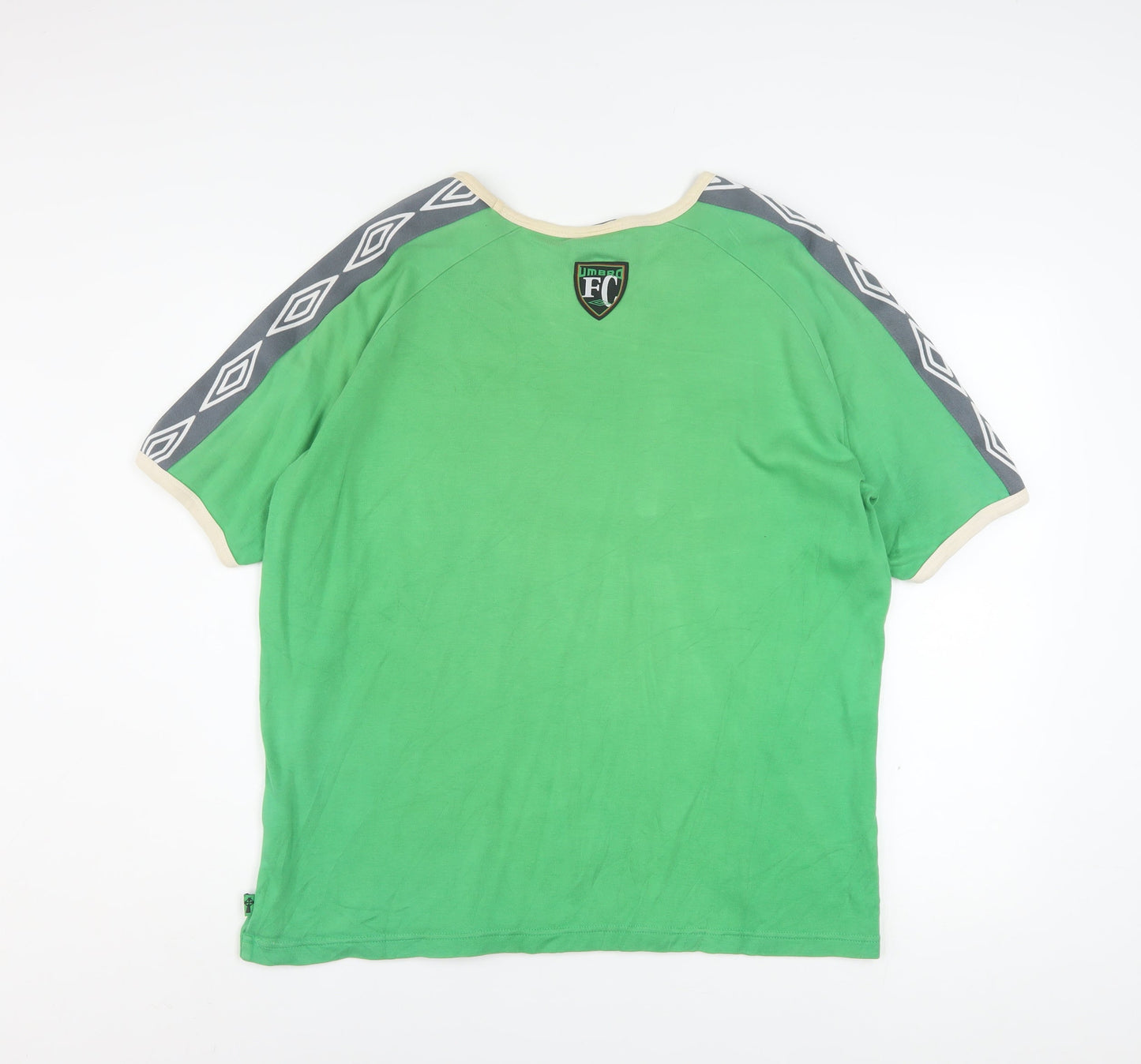 Umbro Men's Green Short Sleeve Retro Sports T-Shirt Size L
