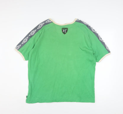 Umbro Men's Green Short Sleeve Retro Sports T-Shirt Size L