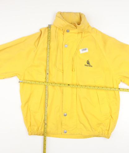 Nautica Men's Yellow Cotton Windbreaker Jacket L Retro Hooded