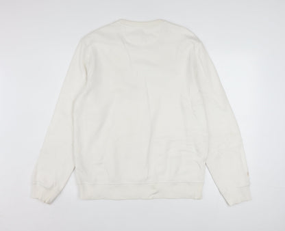 Calvin Klein Jeans Men's White Logo Sweatshirt M Pullover Crew Neck