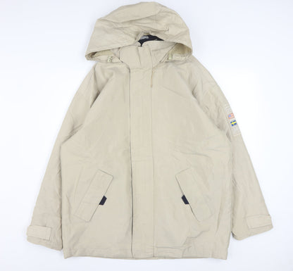 JM Sport Men's Beige Hooded Waterproof Parka Jacket Size M
