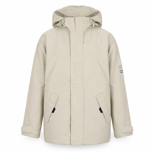 JM Sport Men's Beige Hooded Waterproof Parka Jacket Size M