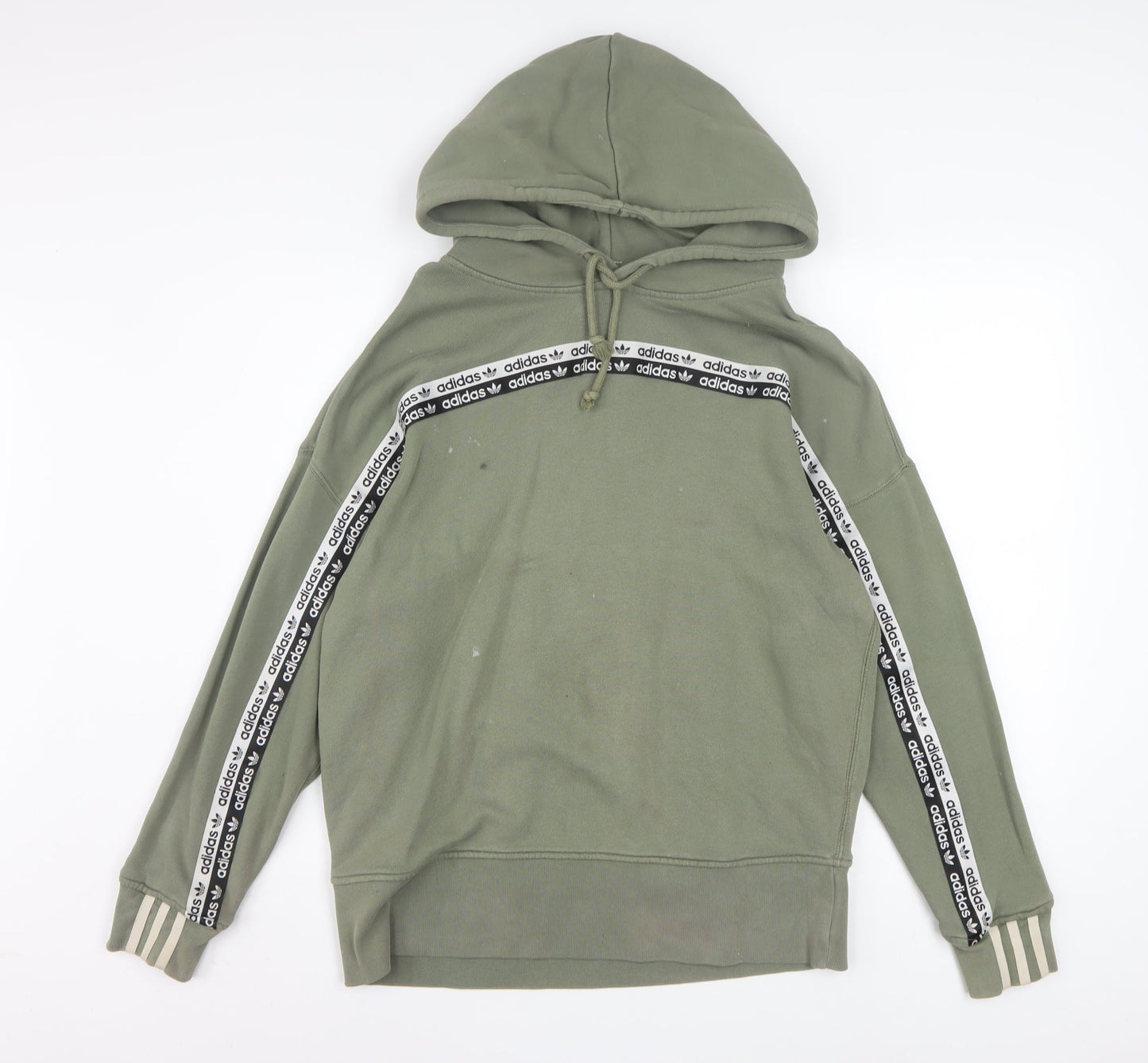 Adidas Womens Green Pullover Hoodie Size 10 Cotton Blend Casual