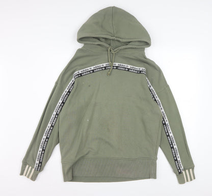 Adidas Womens Green Pullover Hoodie Size 10 Cotton Blend Casual