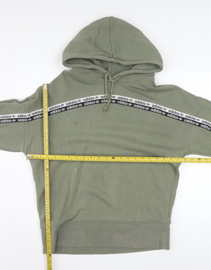Adidas Womens Green Pullover Hoodie Size 10 Cotton Blend Casual