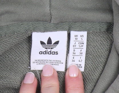 Adidas Womens Green Pullover Hoodie Size 10 Cotton Blend Casual