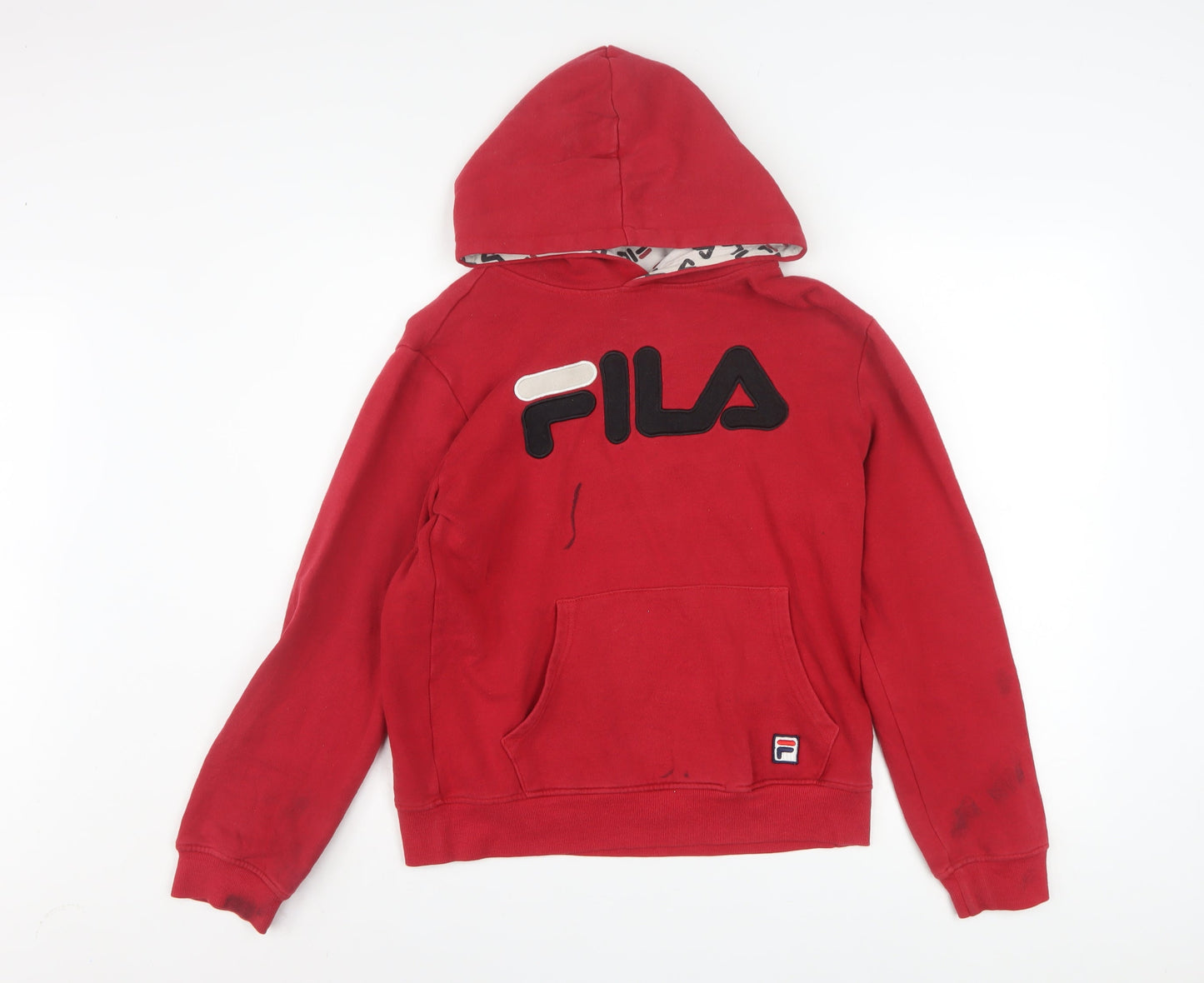 Fila Boys Red XL Hoodie Pullover Cotton Blend Logo Hooded Sweatshirt