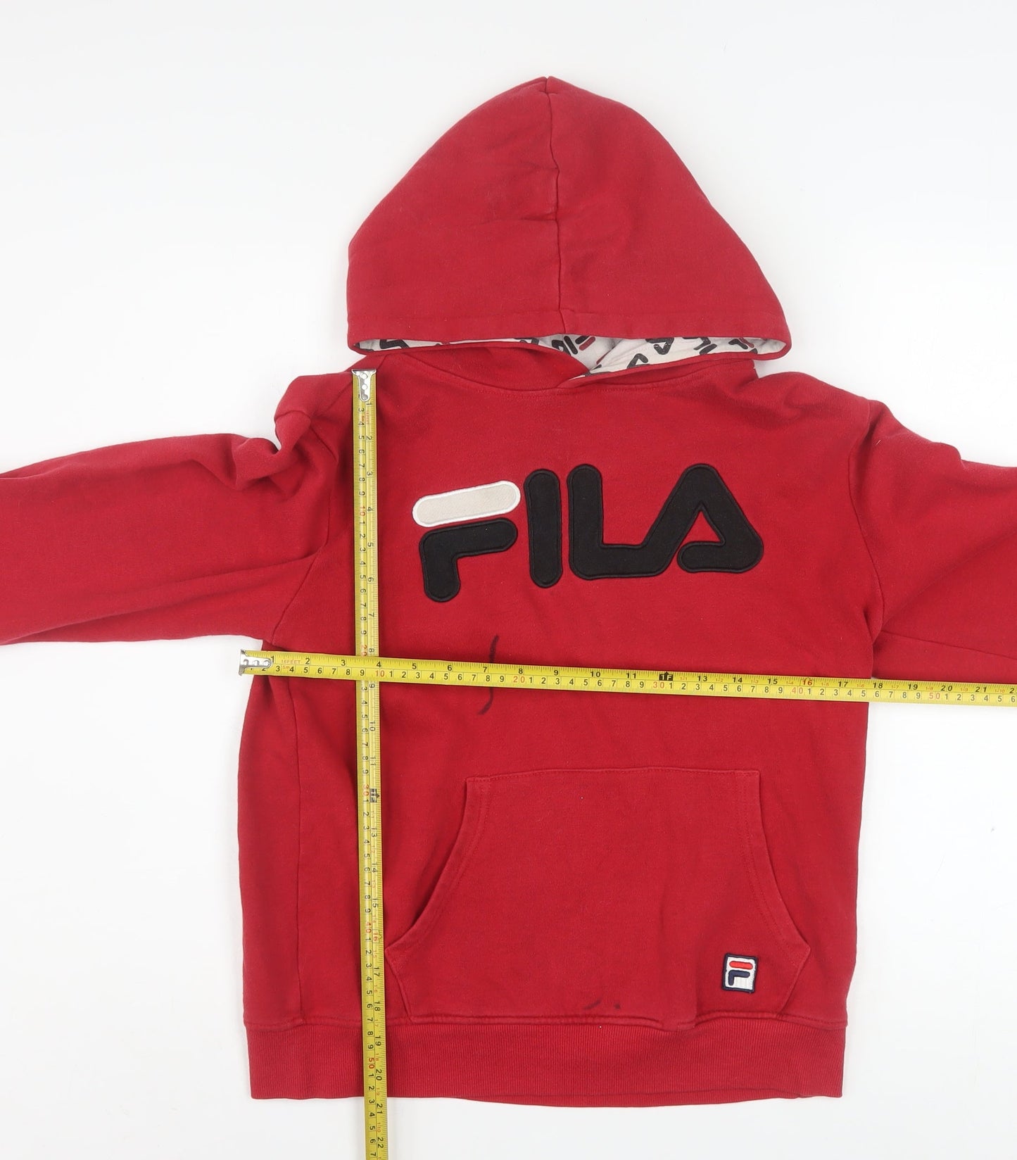 Fila Boys Red XL Hoodie Pullover Cotton Blend Logo Hooded Sweatshirt