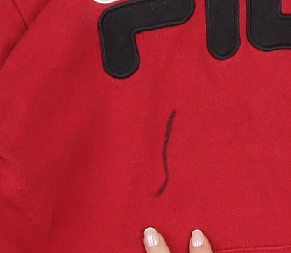 Fila Boys Red XL Hoodie Pullover Cotton Blend Logo Hooded Sweatshirt