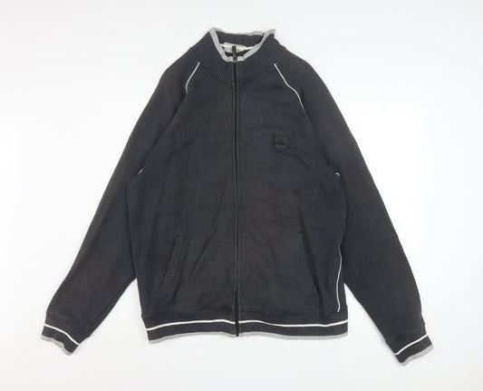 Quiksilver Men's Black Track Jacket L Full Zip Cotton Casual