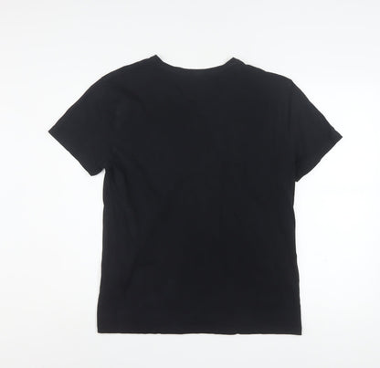 Hugo Boss Men Black Slim Fit V-Neck Cotton T-Shirt Size L