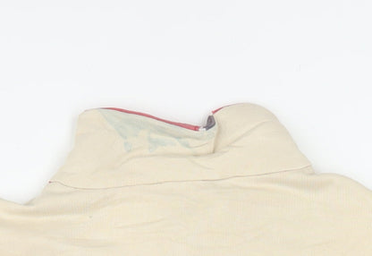 Napapijri Men's Beige Red Blue Track Jacket Size M Full Zip Cotton