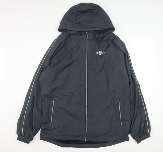 Umbro Mens Black XL Hooded Windbreaker Jacket