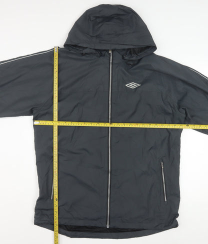 Umbro Mens Black XL Hooded Windbreaker Jacket