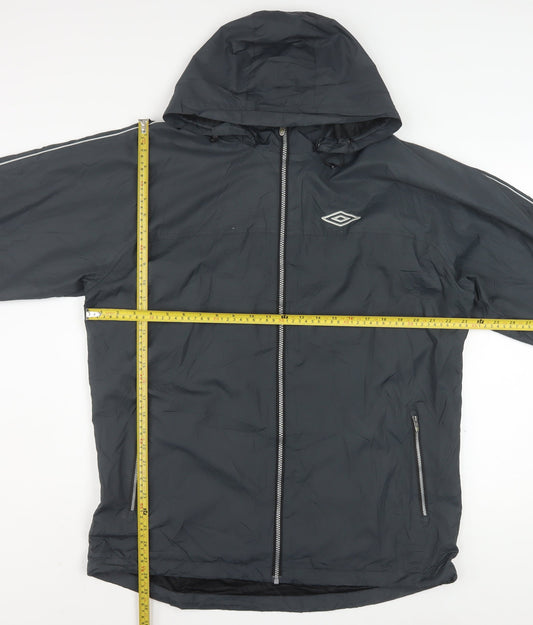 Umbro Mens Black XL Hooded Windbreaker Jacket