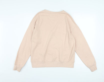 Disney Women Beige XS Pullover Sweatshirt with Logo Print