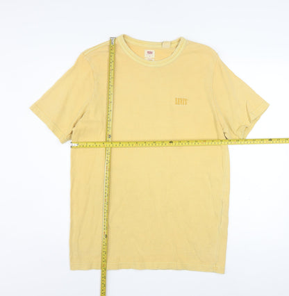 Levi's Men's Yellow Relaxed Fit Crew Neck Cotton T-Shirt Size S