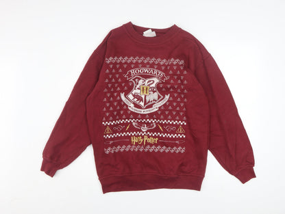 Harry Potter Men’s Red Hogwarts Pullover Sweatshirt Size S