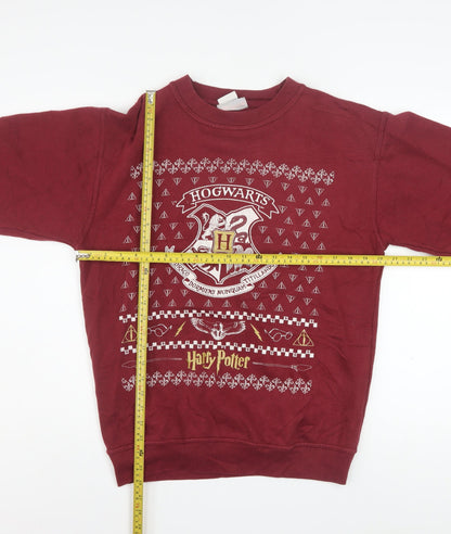 Harry Potter Men’s Red Hogwarts Pullover Sweatshirt Size S