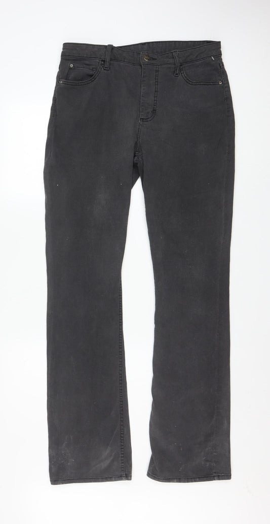 Lee Womens Black Straight Leg Jeans Size 14L Stretch Denim